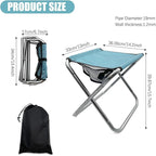 Folding Camping Stool, 16 Inch Tall Portable Folding Stool Aluminum Alloy Lightweight Stool Seat Red Foldable Stool with Carry Bag for Fishing Outdoor Camping Hiking and BBQ (Blue)