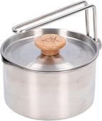 TOPINCN 1000ml Camping Pot, Stainless Steel Portable Outdoor Tea Coffee Pot Portable Cooking Pot with Detachable Handle for Outdoor Picnic Hiking