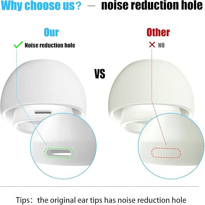 [3 Pairs] Replacement Ear Tips for Airpods Pro and Airpods Pro 2nd Generation with Noise Reduction Hole, Silicone Ear Tips for Airpods Pro with Portable Storage Box and Fit in The Charging Case(Large)