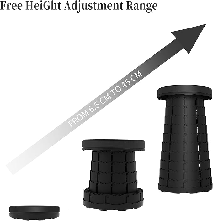 Portable Stool with Swivel Cushion Bag&Carabiner,Collapsible More Sturdy and Lightweight Camping Telescoping Stool for Mountain Hiking BBQ,Max Load Capacity 440IBs