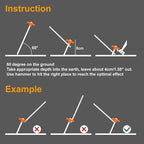 ABCCANOPY 15 Inch Tent Stakes 10 Pcs Non-Rust Metal Ground Anchors, Heavy Duty Spikes with 4 Ropes for Outdoor Camping, Orange