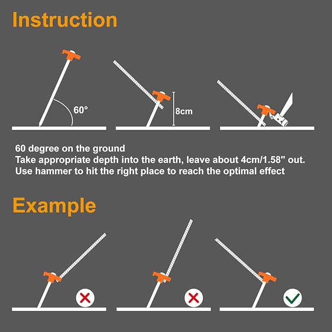 ABCCANOPY 15 Inch Tent Stakes 10 Pcs Non-Rust Metal Ground Anchors, Heavy Duty Spikes with 4 Ropes for Outdoor Camping, Orange