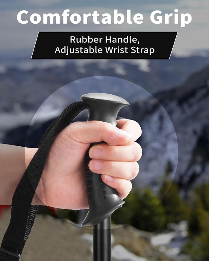 AISUNOURDOOR Lightweight Adjustable Trekking Poles, Aluminum Collapsible Travel Hiking or Walking Sticks for Women Children, with One Disposable Raincoat