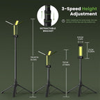 Rechargeable Camping Light with Stand - 54" Tall Cordless Work Light Portable USB Tripod Lights 2000 Lumen 3 Page Head with Carrying Bag for Outdoor Hiking Workshop Job Site(Green-B)