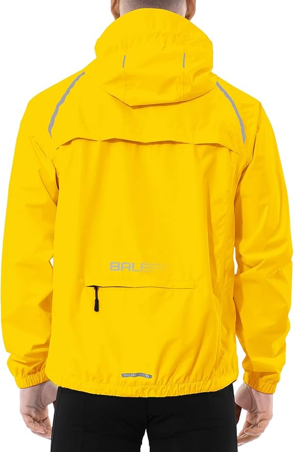 baleaf Men's Rain Jacket Waterproof Windbreaker Raincoat Running Cycling Hiking Gear Hood Lightweight Reflective Packable