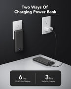 VRURC Portable Charger with Wall Plug, 10000mAh Slim Portable Charger Built in Cables,PD 20W Fast Charging Power Bank with Cords,USB C Portable Phone Charger Travel Accessories -Black(1 Pack)