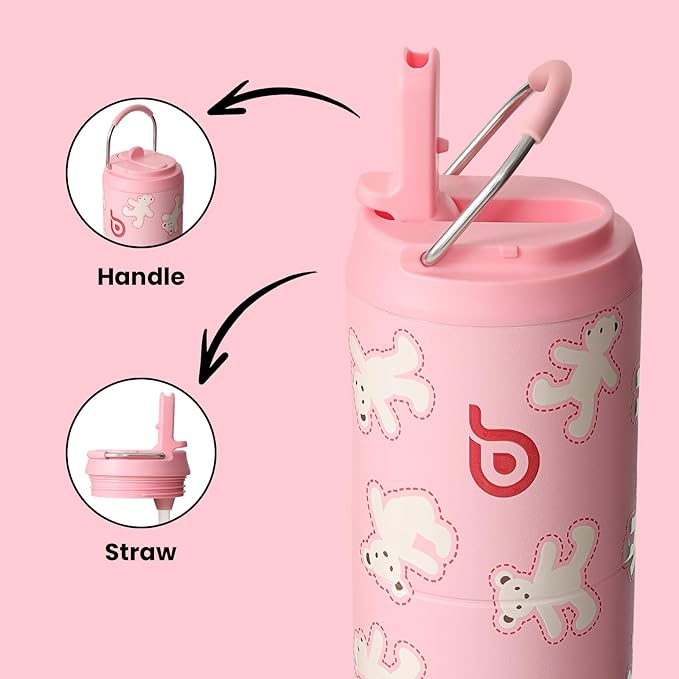 BOTTLE BOTTLE Insulated Water Bottle 24oz with Straw Lid and Handle for Sports Travel Gym Stainless Steel Water Bottles Double-Wall Vacuum Metal Leak Proof BPA-Free