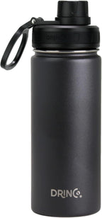 DRINCO Stainless Steel Water Bottle Spout Lid Vacuum Insulated Double Wall Water Bottle Wide Mouth (40oz 32oz 22oz 18oz 14oz) Leak Proof Keeps Cold or Hot (18 oz, 18oz Black)