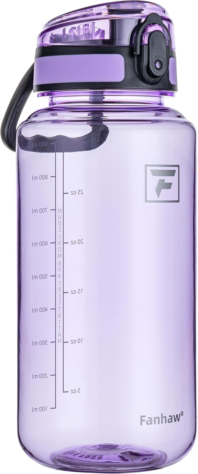 Fanhaw 32 Oz Clear Tritan Water Bottle with Chug Lid, BPA-free, Wide Mouth, Leak Proof - for Gym, Travel, Home, School, Office (Amethyst)