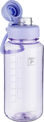 Fanhaw 32 oz Clear Water Bottle with Fast-Flow Spout Lid, BPA-Free Tritan, Wide Mouth, Leakproof, Reusable Bottle for Gym, School, Office, Travel (Amethyst)