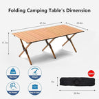 48Inch Folding Camping Table, Lightweight Roll-Up Table Aluminum Low Portable Picnic Table with Carrying Bag for Outdoor, Beach, Picnic, Backyards, BBQ and Party, Log Color