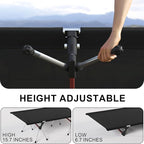 Camping Cot with Leg Extenders,Lightweight Portable Bed for Camping, Hiking, Travel, Beach, Home, Office Nap, Supports 330lbs, Easy Storage, Durable Design, Black
