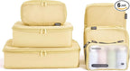 6 Set Compression Packing Cubes for Travel, Large Medium Small Luggage Organizers (Bright Yellow)