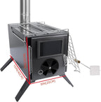 Fitinhot Camp Wood Stove, Tent Wood Burning Stoves Portable with Chimney Pipes, Upgraded Titanium Surface Camping Stove, Heat Resistant Glass & Gloves for Outdoor (Black)