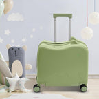 18 Inch Kid Ride On Suitcase, Ride-on Luggage with 4 Universal Wheels, Cute Lightweight Tow-Along Luggage with Password Lock, Rolling Luggage for Short Trips, School Trips, Outings (Olive green)