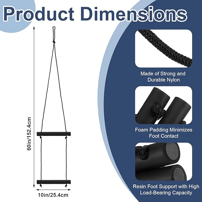 Foldable 2-Step Rope Ladder, 660lbs Strength, Portable Outdoor Climbing Marine Boarding Ladder for Inflatable Boats, Fishing Boats, Kayaks, Motorboats, Canoeing