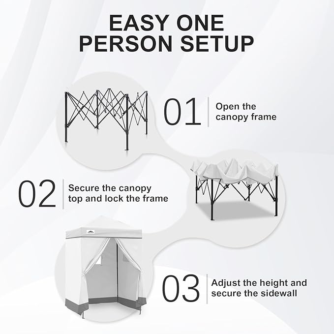 EAGLE PEAK EAGLE PEAK Flex Ultra Compact Pop-up Canopy, Sun Shelter, Changing Room, Portable Privacy Canopy Cabana, 5x5 Canopy Tent, for Pool, Fashion Photoshoots, or Camping White