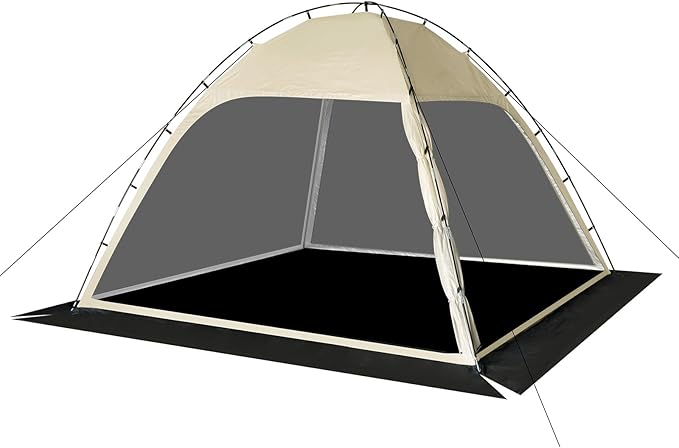 Screen Tent with Removable Floor, Siebwin Large 10'x10' Gazebos with Mosquito Netting and Removable Floor Sunproof Outdoor Canopy Tent for Backyard Party Outside Activities 1-Person Setup