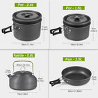 Lixada 33PCS Camping Cookware Kit Cookware Mess Kit Outdoor Cooking Utensils Kit with Tableware Collapsible Bowl Pan for Family Hiking Travel Picnic Fork