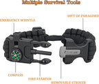 Paracord Survival Bracelet (3 Pack) - Adjustable with Fire Starter, Whistle, Compass - Survival Gear for Hiking, Camping, Fishing