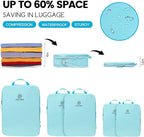 Lightweight Compression Packing Cubes for Suitcases, Compressible Expandable Travel Packing Organizer with Clear Toiletries and Backpack Bag, Travel Essentials for Carry on Luggage 7 Set