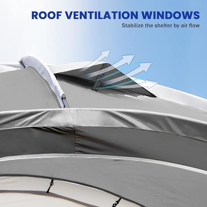 Beach Tent 12 X 12ft Large UPF50+ Pop Up Canopy with 2-Pcs Side Wall, Sun Shelter Rainproof, Waterproof for Camping Trips, Backyard Fun, Fishing, Parties, Or Picnics(Gary)