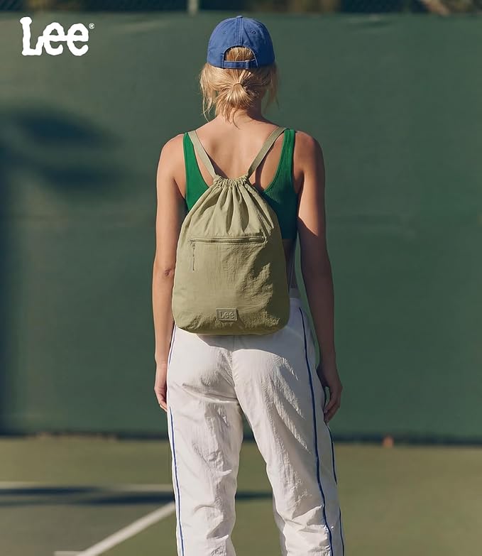 Lee Drawstring Backpack Bag Lightweight Small Gym Swim Beach Bag Water Resistant Sports Sackpack for Men Women, LEE48-002GN
