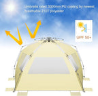 Oileus XX-Large Pop Up Beach Tent Sun Shelter for 5-6 Person Portable Sun Shade Instant Tent for Beach with Carrying Bag, Stakes, 6 Sand Pockets, Anti UV for Fishing Hiking Camping Khaki