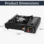 SHINESTAR Dual Fuel Stove with Butane & Propane Compatibility, Portable Camping Stove for Outdoor Cooking, Propane Adapter Hose and Carrying Case Included, 7800 BTUs Output