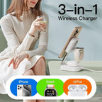 2026 Traveling Wireless Magnetic Fast Charging Station,3 in 1 Charger with i Phone 17 16 15 14 13 12 Pro Max Plus,Apple Watch Series & Air pod 4 3 2 Pro-Gifts for Wife & Husband(Rose Red)