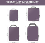 BAGAIL 4 Set/6 Set/8 Set Compression Packing Cubes Travel Accessories Expandable Packing Organizers (Cloth Pattern, 4-Dark Greyish)