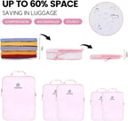 Lightweight Compression Packing Cubes for Suitcases, Compressible Expandable Travel Packing Organizer with Clear Toiletries and Backpack Bag, Travel Essentials for Carry on Luggage 7 Set