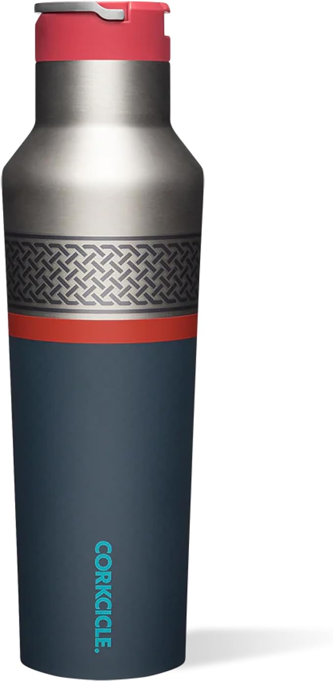Corkcicle Marvel Sport Canteen - Triple-Insulated Stainless Steel Water Bottle - Straw Cap & Folding Metal Handle - Summer Drinkware Gift - Keeps Drinks Ice Cold - Thor - 20 oz