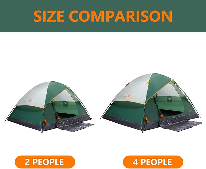 2-12 Person Tents for Camping Waterproof, Backpack Double Layer Tents, Perfect Picnics, Fishing and Backyard Camping