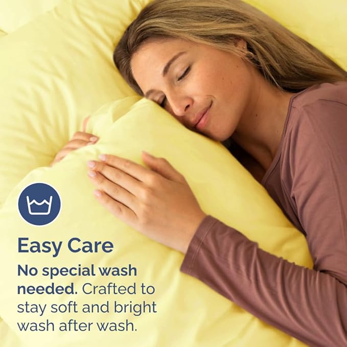 Pillowcases - Ultra Soft Hotel Quality Pillowcase Covers - Comfy, Cozy & Wrinkle Free - Shrinkage and Fade Resistant - Machine Washable Pillow Protectors - (King, Yellow, 4 Piece Set)