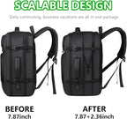Travel Backpack for Men & Women - 40L Expandable Carry-On Backpack, TSA Approved 16 Inch Laptop, Weekend Outdoor Essentials, Airline Flight Approved, Black