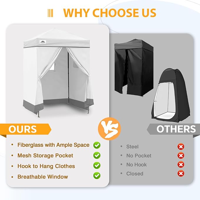 EAGLE PEAK EAGLE PEAK Flex Ultra Compact Pop-up Canopy, Sun Shelter, Changing Room, Portable Privacy Canopy Cabana, 5x5 Canopy Tent, for Pool, Fashion Photoshoots, or Camping White