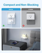 2 Prong to 3 Prong Outlet Adapter, VINTAR 2 Prong Power Strip with 3 AC Outlets (1875W/15A), Polarized Plug, Wall Plug Extender for Non-Grounded Outlet in Old House, Cruise Essentials, 4 Pack