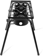 Barton 130,000 BTU Double Stove Gas Burner Stand w/Regulator High Pressure Detachable Legs Outdoor Propane Portable Camping Cooking Range