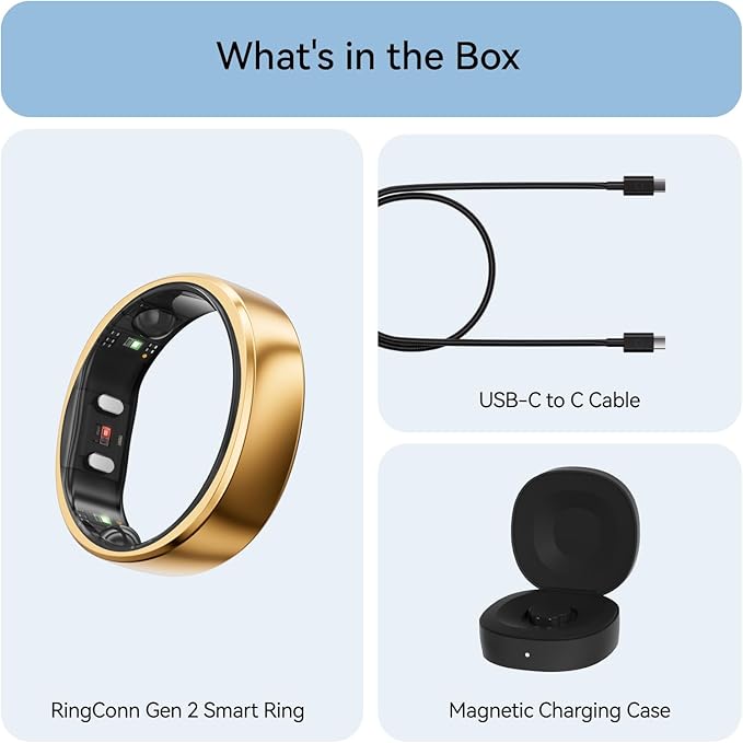 RingConn Gen 2, World’s First Smart Ring with Sleep Apnea Monitoring, No APP Subscription, 12-Day Battery Life, Stress/Heart Rate/Women's Health Tracker, Android & iOS Compatible (Rose Gold, Size 8)