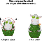 Solar Lanterns for Outside Hanging with Warm LED Lights Sheep Metal Yard Decorations Outdoor Unique Gift for Patio Garden Decor