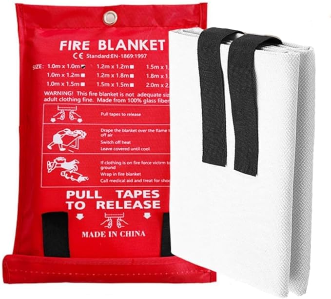 Emergency Fire Blanket for Home and Kitchen Fiberglass Fire Suppression Blanket (39''X39'') Great for School, Fireplace, Grill, Car, Office, Warehouse (1PCS)
