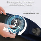 Air Mattress with Battery Pump, Rechargeable USB Electric Pump, Dutch Velvet Surface Self Inflatable Mattress Queen, Portable Air Bed for Camping, Indoor and Outdoor (18" Blue)