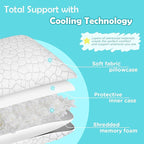 SUPA MODERN Cooling Bed Pillows for Sleeping 1 Pack Shredded Memory Foam Pillows Adjustable Cool Pillow for Side Back Stomach Sleepers Luxury Gel Pillows Toddler Pillow with Washable Removable Cover