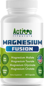 Active Lifestyle 4X Magnesium Supplement, Magnesium Glycinate, Taurate, Malate, Orotate Complex, Calm Sleep, GMO Free, Gluten Free, Soy Free, Dairy Free, Lab Tested, Made in USA