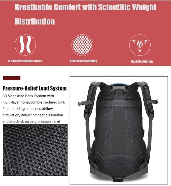 60L Hiking Backpack,Camping Backpack Lightweight Travel Daypack Waterproof Backpacking Bag for Men Women (Navy)