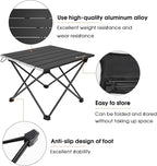 MOON LENCE Folding Beach Table, Small Folding Table, Outdoor Ultralight Aluminum Camping Table, Portable Compact Backpacking, Travel Table for Beach, Picnics, Cooking, Hiking