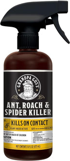 Grandpa Gus's Natural Ant Roach Spider Killer Spray, Fast-Acting Plant-Based Insect Control, Safe for Kids Pets, Indoor Outdoor Use, Non-Greasy, Fresh Scent, 16 fl oz