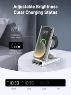 Magnetic Wireless Charger for Samsung, 3 in 1 MagSafe Charging Station for Samsung Galaxy Z Fold/Flip 7/S25 Ultra/S24 Ultra, Foldable Charger for Samsung Galaxy Watch Ultra/8/7/Galaxy Buds 3 (White)