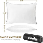 Ivellow Travel Pillow Cooling Camping Pillow for Sleeping Compressible Shredded Memory Foam Pillow Compact Firm Supportive Pillow for Adults Kids Outdoor Backpacking Hiking Essential Gear White L